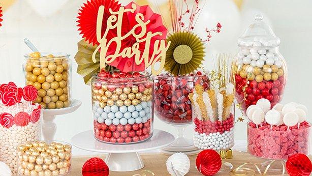 DilaBee Plastic Candy Jars with Lids for Candy Buffet - 3 Pack