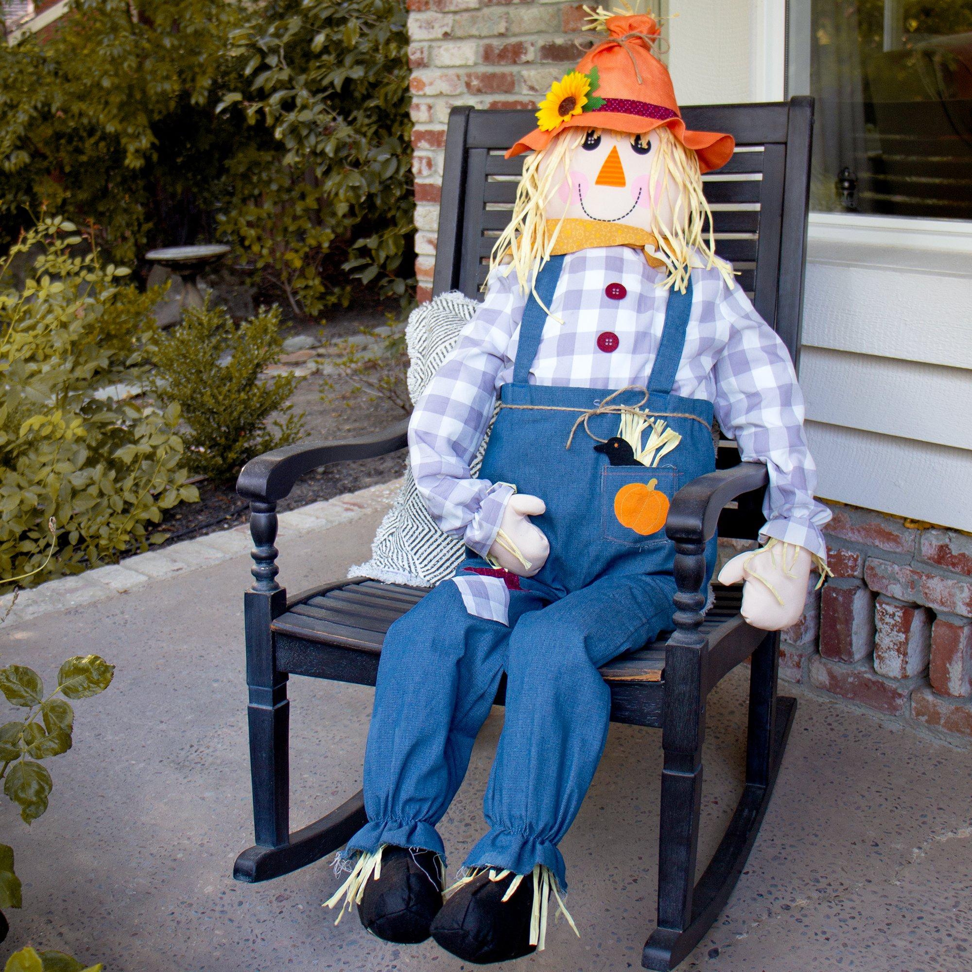 Poseable Stuffed Fabric Scarecrow, 5ft