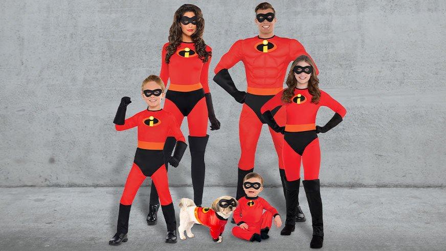 Family dressed as characters from The Incredibles