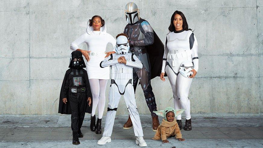 Family dressed as characters from Star Wars