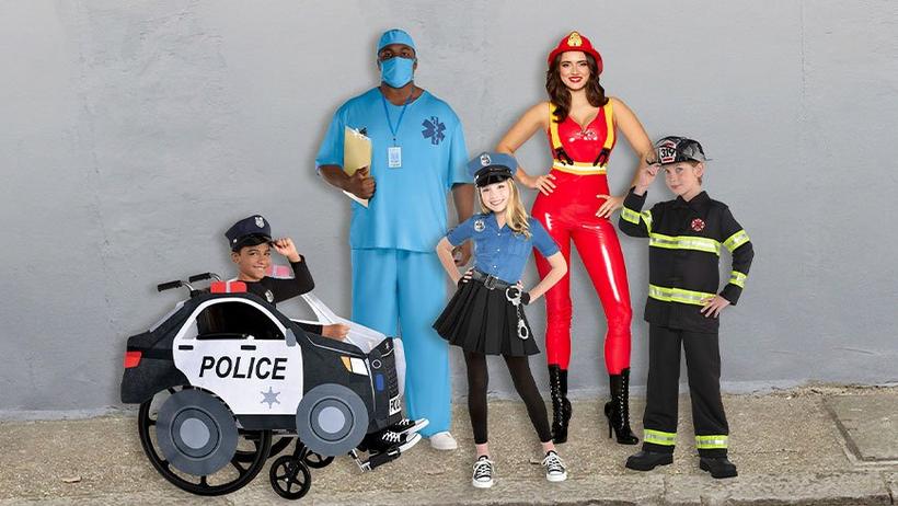 Family dressed as Everyday Hero costumes