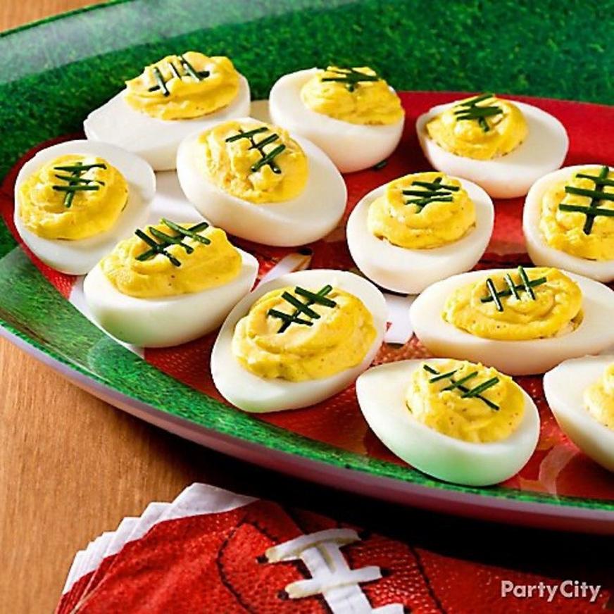 Football Superbowl Party Food Deviled Eggs