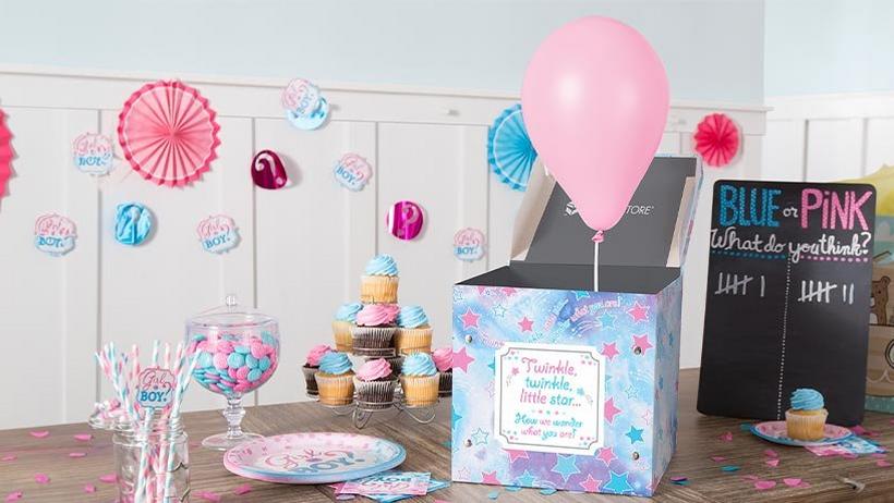 Decoración de stich  Gender reveal party theme, Gender reveal baby shower  themes, Birthday party theme decorations