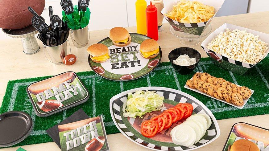 Football watch party tablesetting