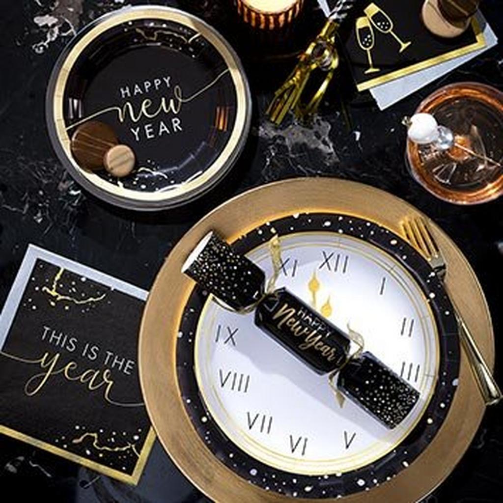 Black Golden New Year Tableware Set Party Decoration Props - Temu
