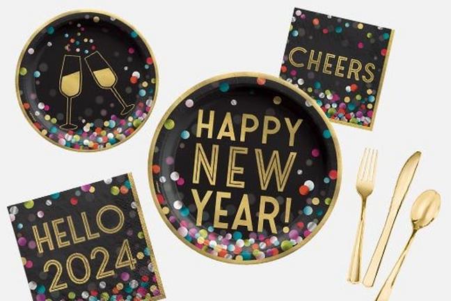 Colorful Confetti New Years Eve Tableware