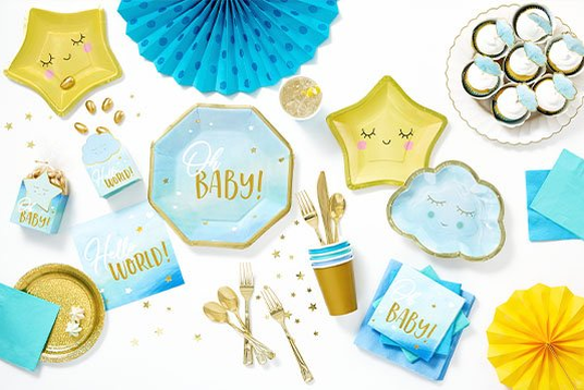 Unisex Gold/Yellow Design Baby Shower Decorations  Games Pack for Boys/Girls 