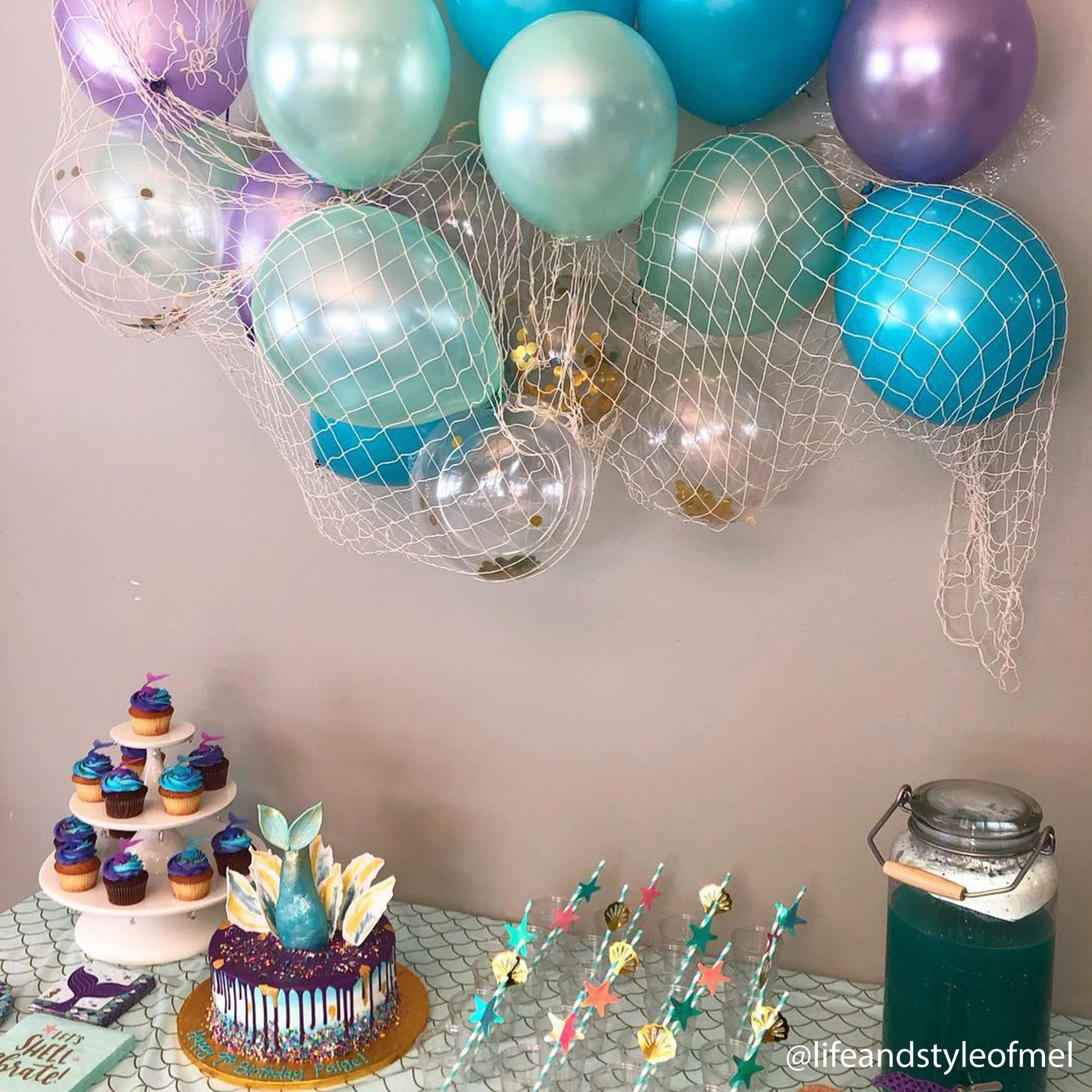 Mermaid Party Balloon Decorations - Fishing Net Decorations