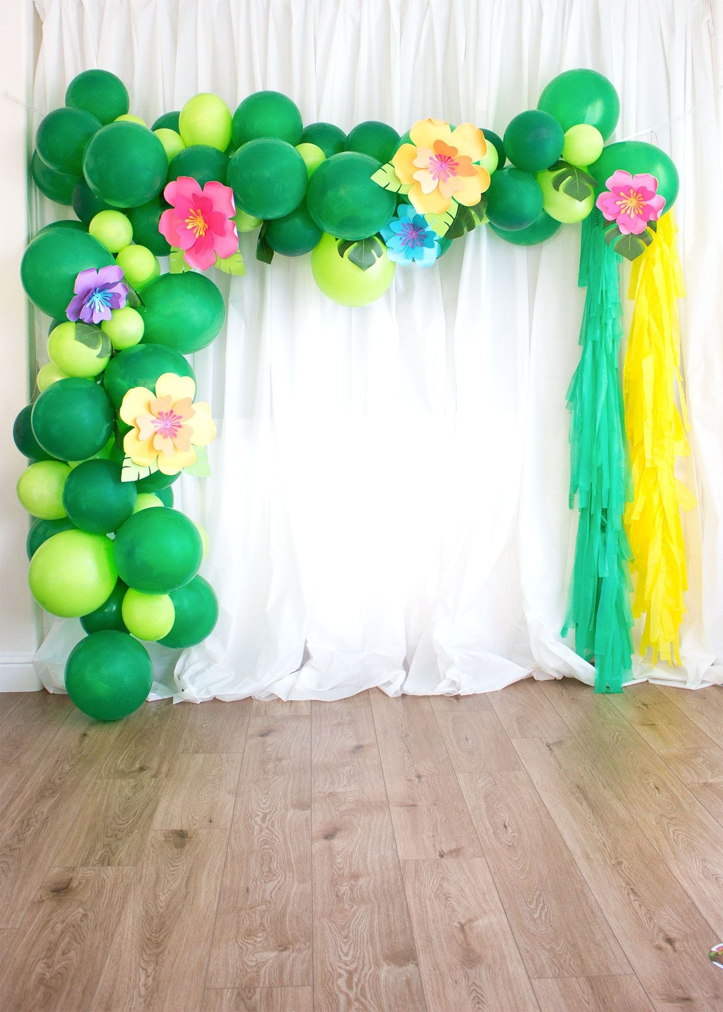 Tropical-Themed Balloon Garland with Latex Balloons