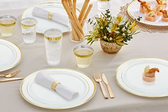 Party Plates 50 Guests Wedding 350 Piece Premium Disposable Tableware Set 