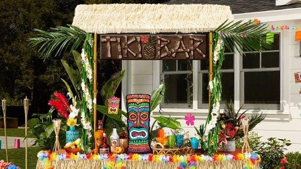 Tiki Lounge Flowers & Lantern Garland Hawaiian Summer Luau Beach Birthday Supply 