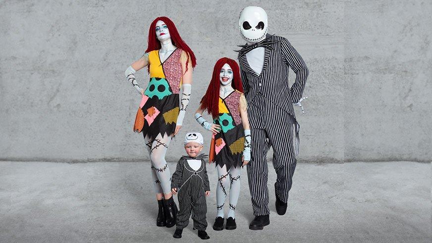 Family dressed as characters from The Nightmare Before Christmas
