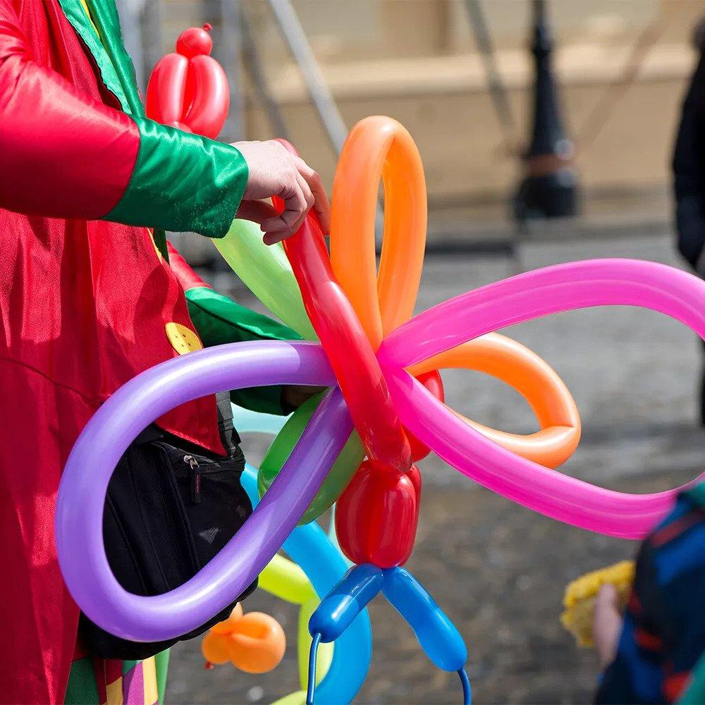 A balloon animal kit with an inflator.
