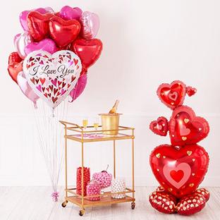 Cute Valentine Gift Balloon - Bouquet of pink heart-shaped