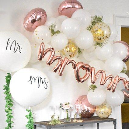 Satin Floral Wedding Bell Foil Balloon, 33in x 24in