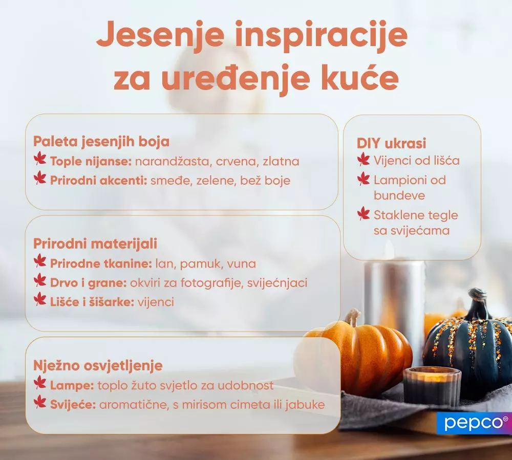 Jesenja inspiracija za uređenje kuće s bundama, svijećama i prirodnim materijalima.