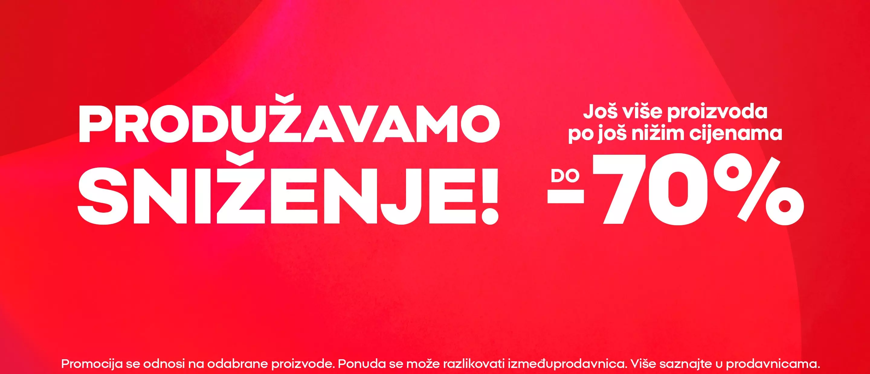 Pepco promotional banner advertising PRODUŽAVAMO SNIŽENJE with up to 70% discount on selected products.
