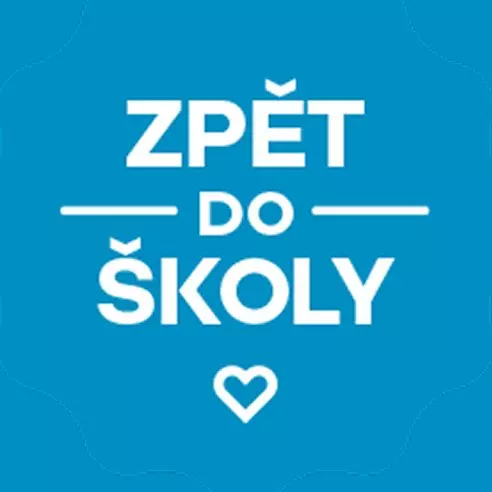 Pepco grafika s textem ZPĚT DO ŠKOLY a symbolem srdce na modrém pozadí.