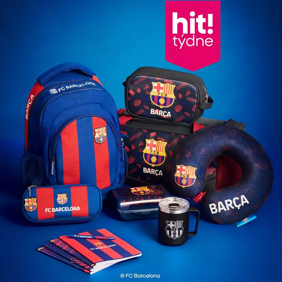 Pepco kolekce FC Barcelona školních a cestovních doplňků včetně batohu, penálu a nákrčníku.