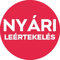 Pepco nyári leértékelés promóciós kör piros háttérrel és fehér szöveggel.