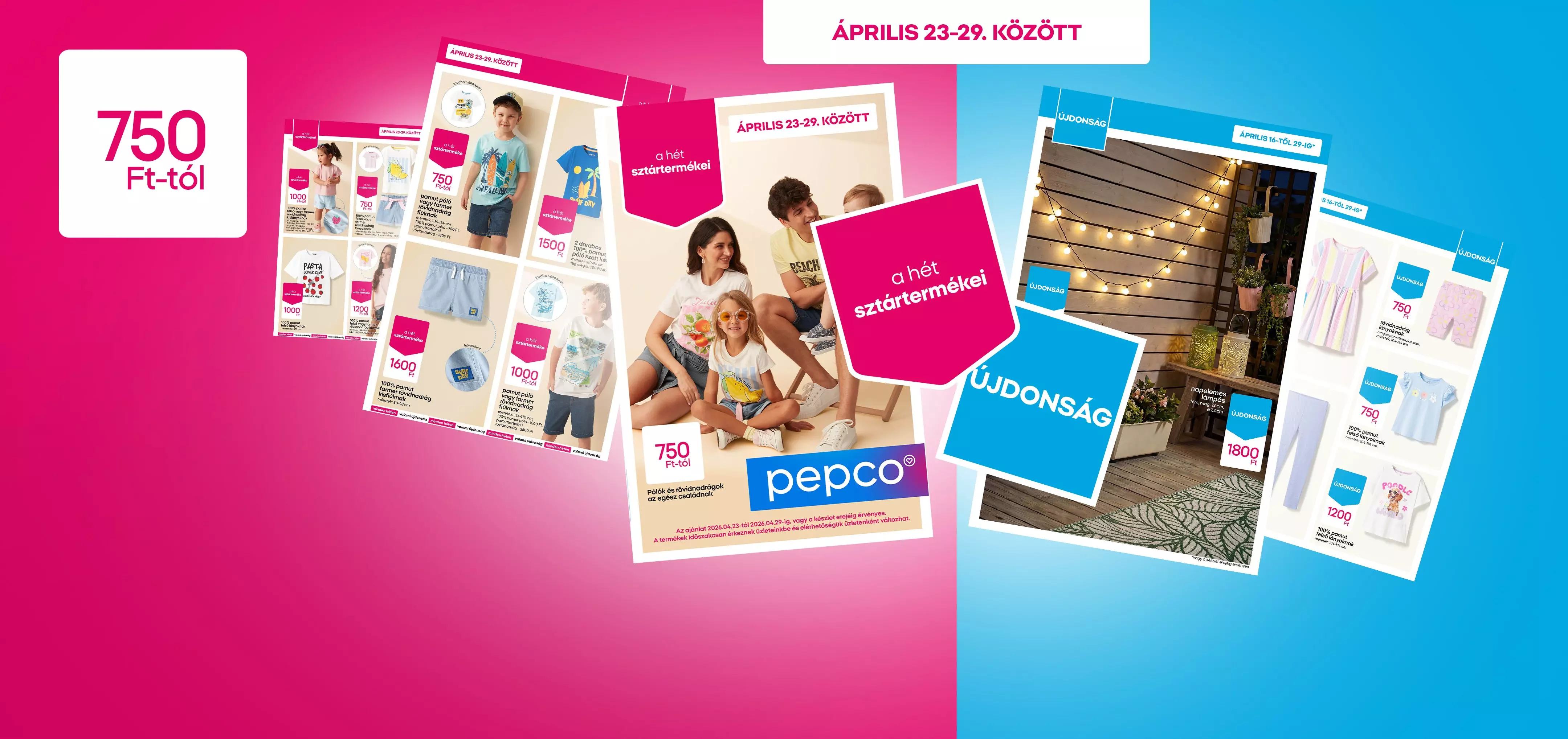 Pepco promóciós katalógusok április 23-29 közötti hétre, gyermekruhákkal és termékekkel.