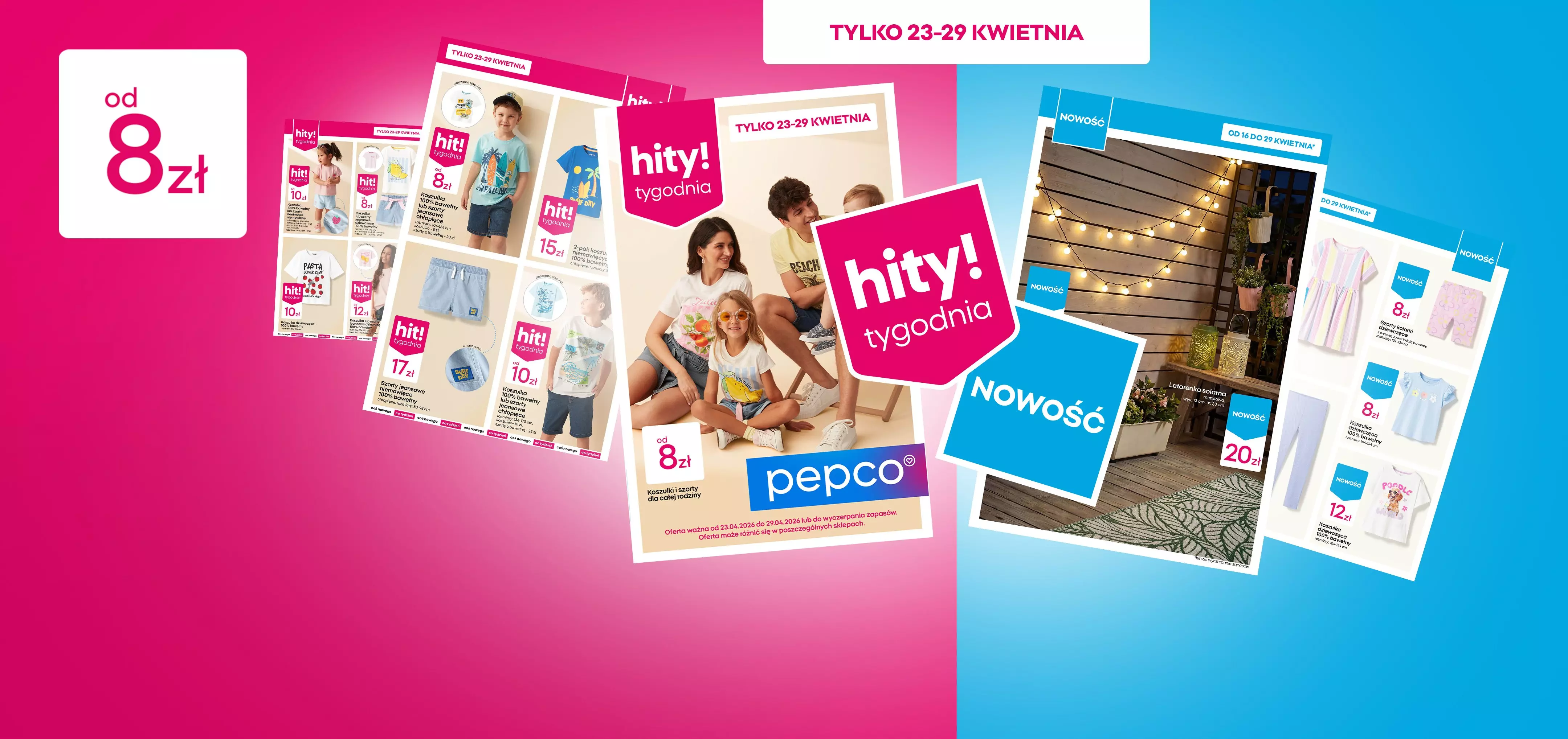 Katalogi promocyjne Pepco z ofertą odzieży dziecięcej, ceny od 8 zł, ważne 23-29 kwietnia.