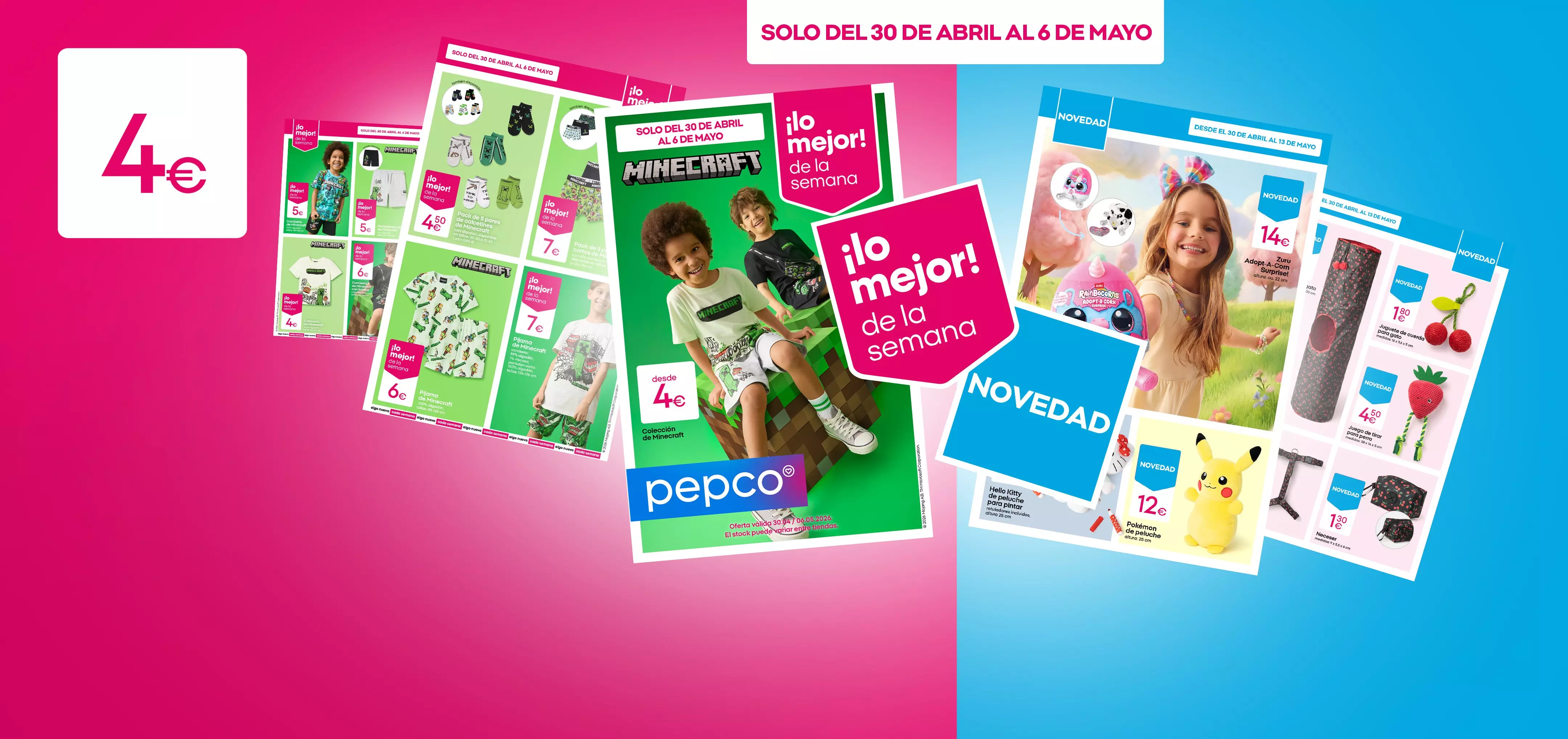 Catálogos promocionales de Pepco con productos infantiles desde 4€, válidos del 30 de abril al 6 de mayo.