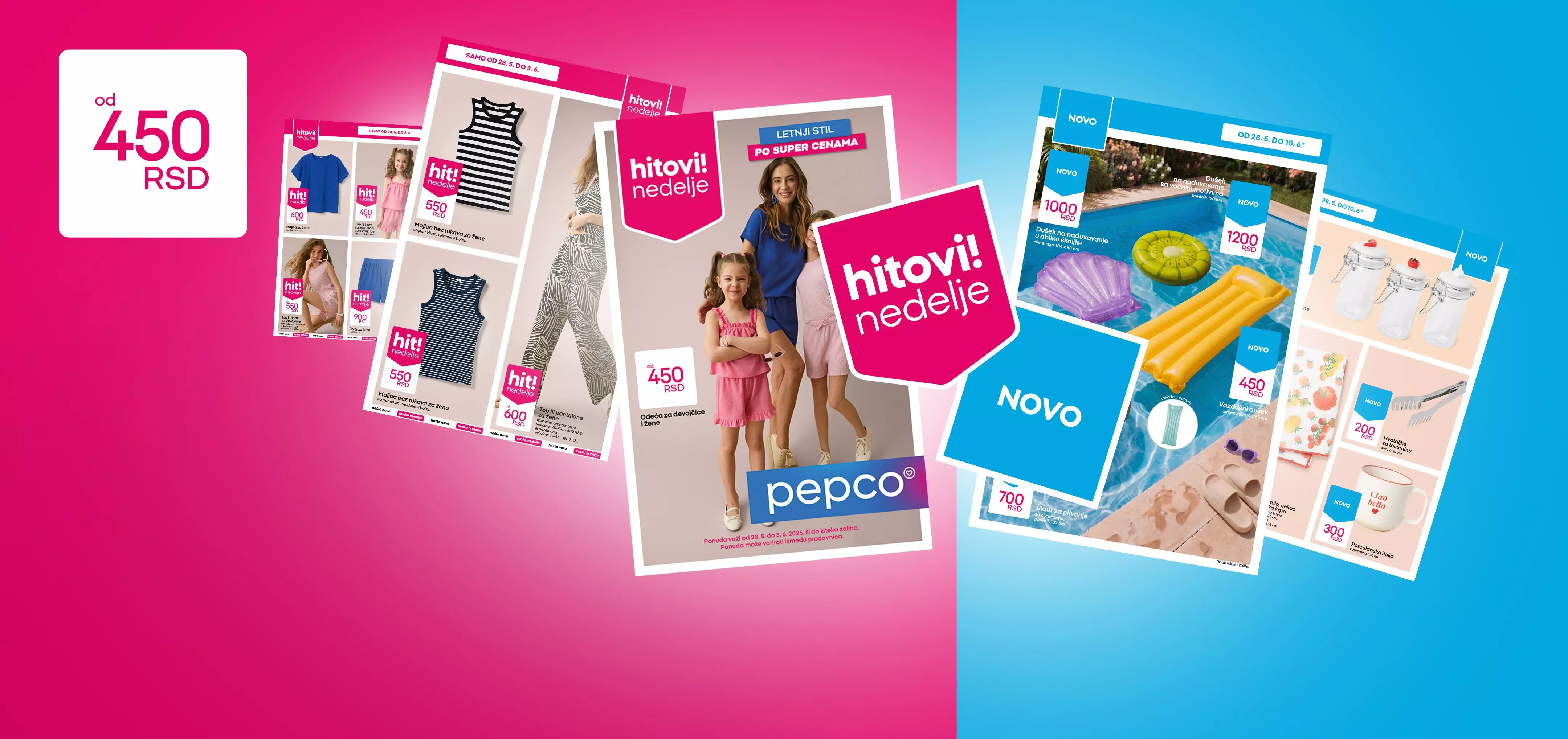 Pepco reklamni katalozi sa letnjom odevom, kupaćim kostimima i proizvodima za decu po super cenama od 4.50 RSD.