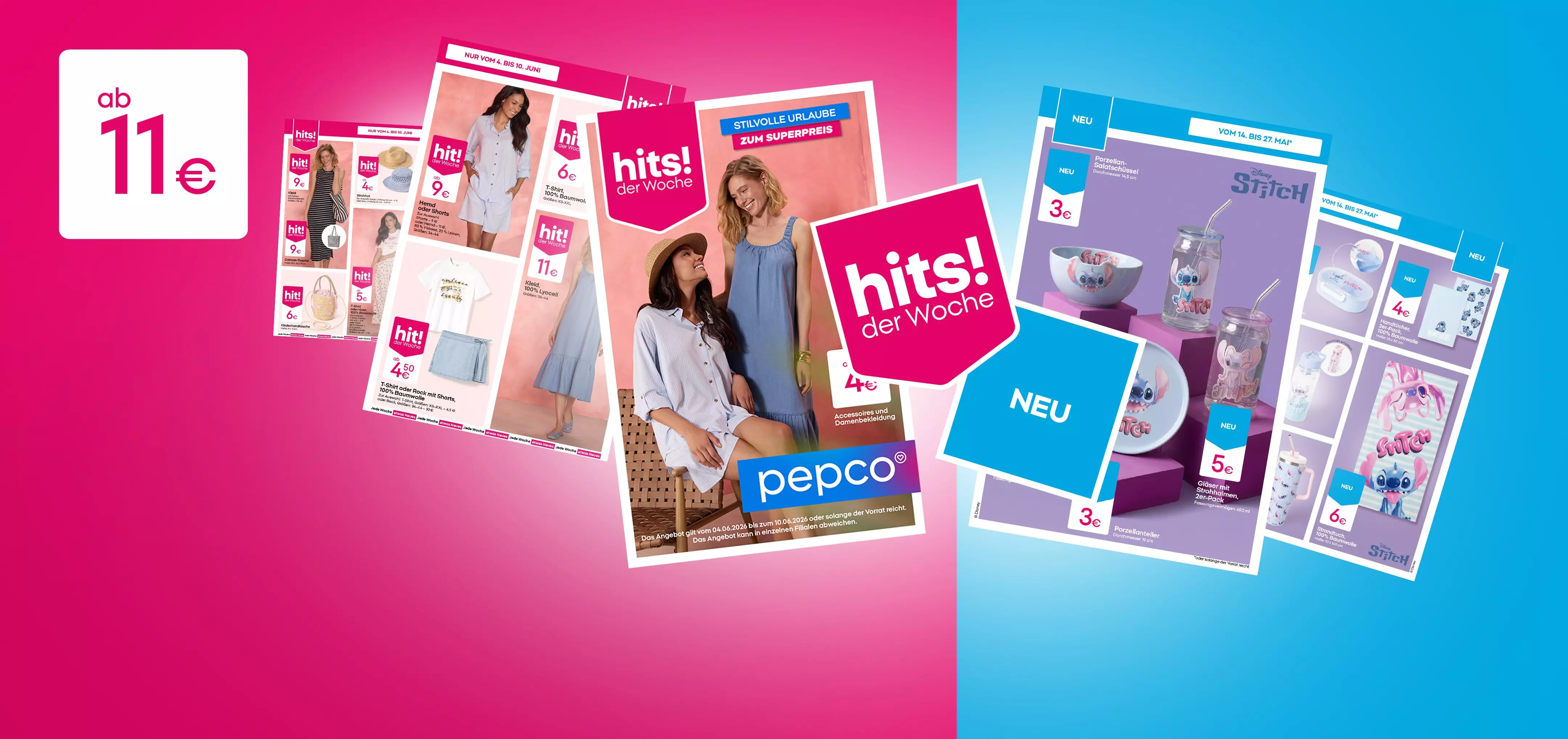 Pepco Werbeprospekte mit Sommermode und Stitch-Produkten, Angebote ab 11 Euro.