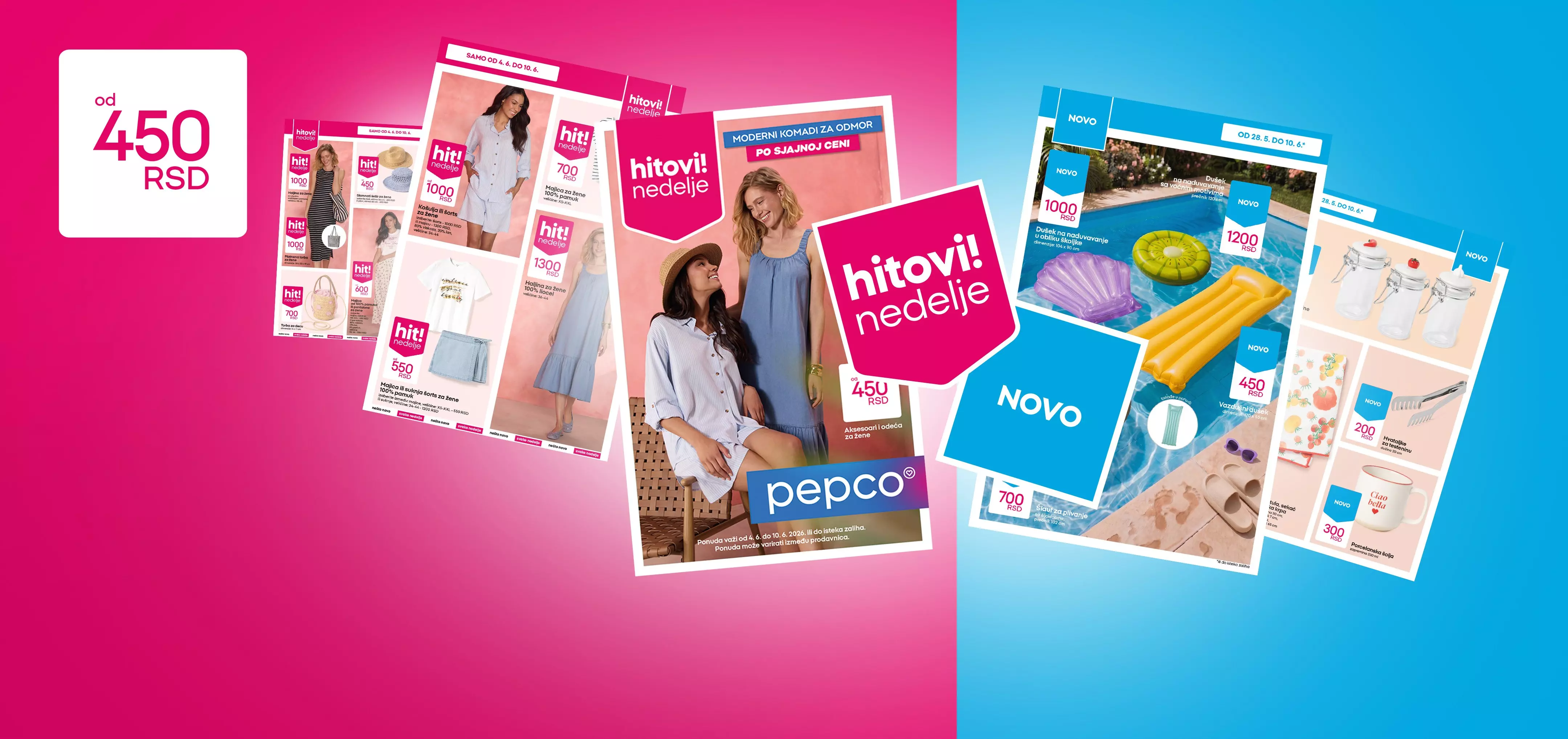 Pepco katalozi sa ženskom odevom i kućnim artiklima, cene od 4.50 RSD.