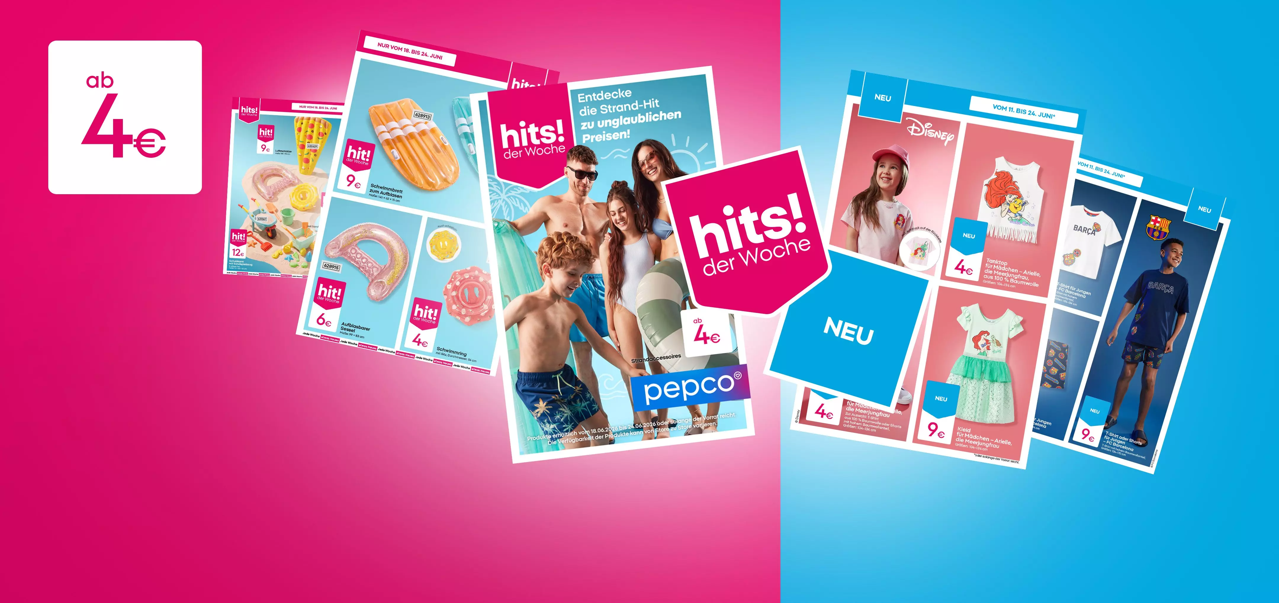 Pepco Werbeprospekte mit Strandmode, Kinderbekleidung und Sommerprodukten ab 4€.