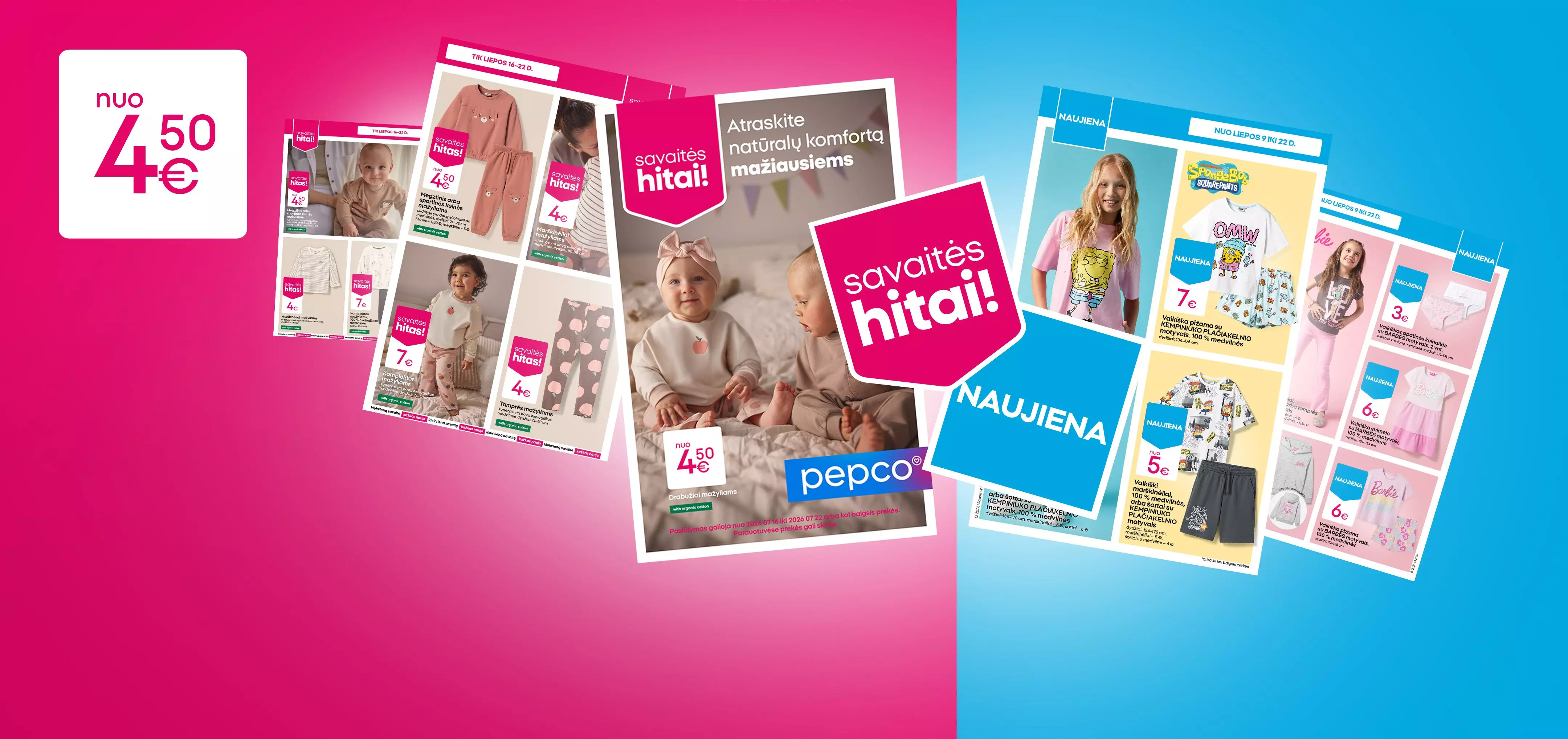 Pepco prekių katalogai su vaikų drabužiais ir akcijomis nuo 4,50€.
