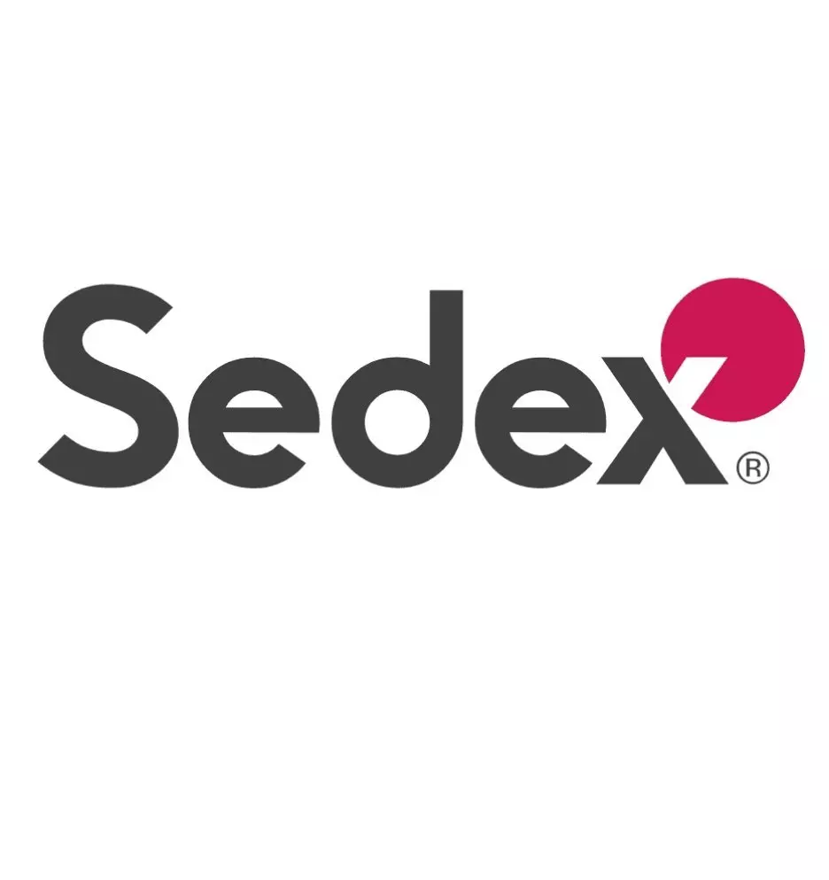 Sedex company logo featuring grey text with a red circle, available at Pepco stores.