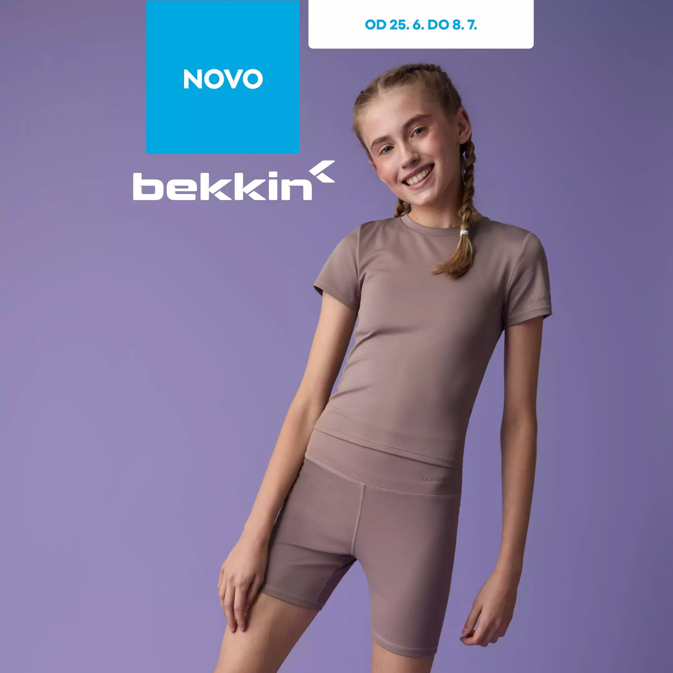 Djevojčica se smiješi u bekkin sportskoj majici i tajicama, Pepco nova kolekcija od 25.6. do 8.7.