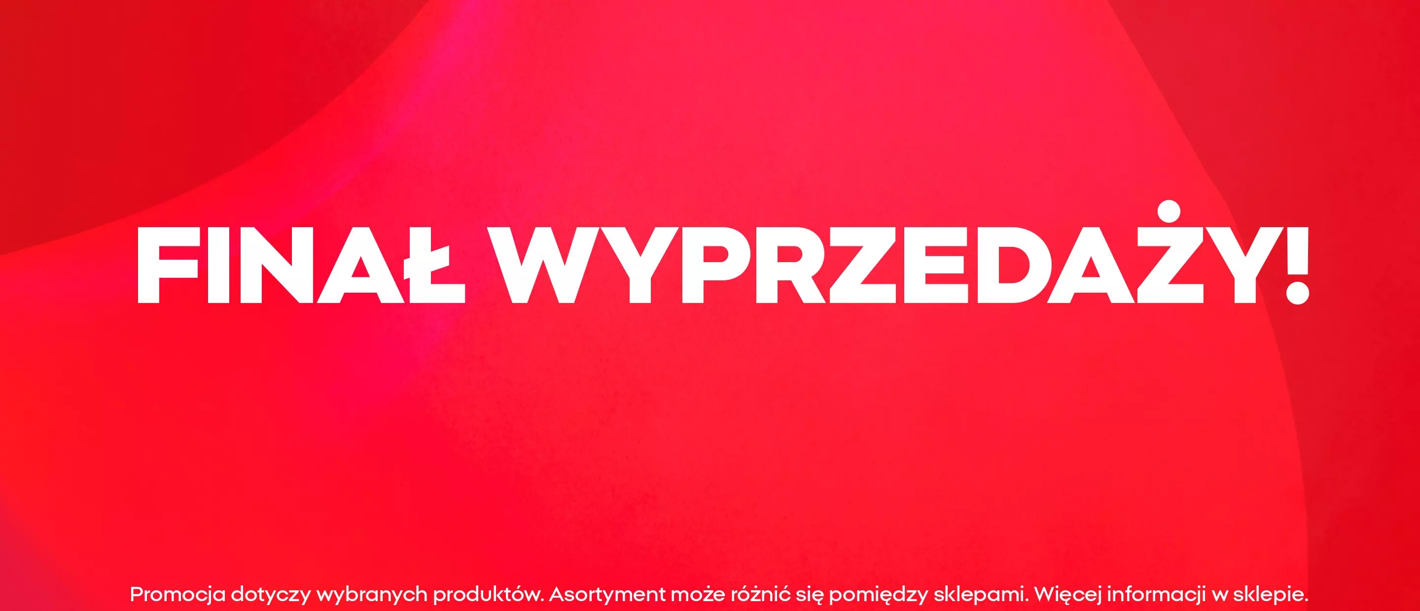 Pepco - czerwony baner z białym tekstem FINAŁ WYPRZEDAŻY informujący o promocji wyprzedażowej.