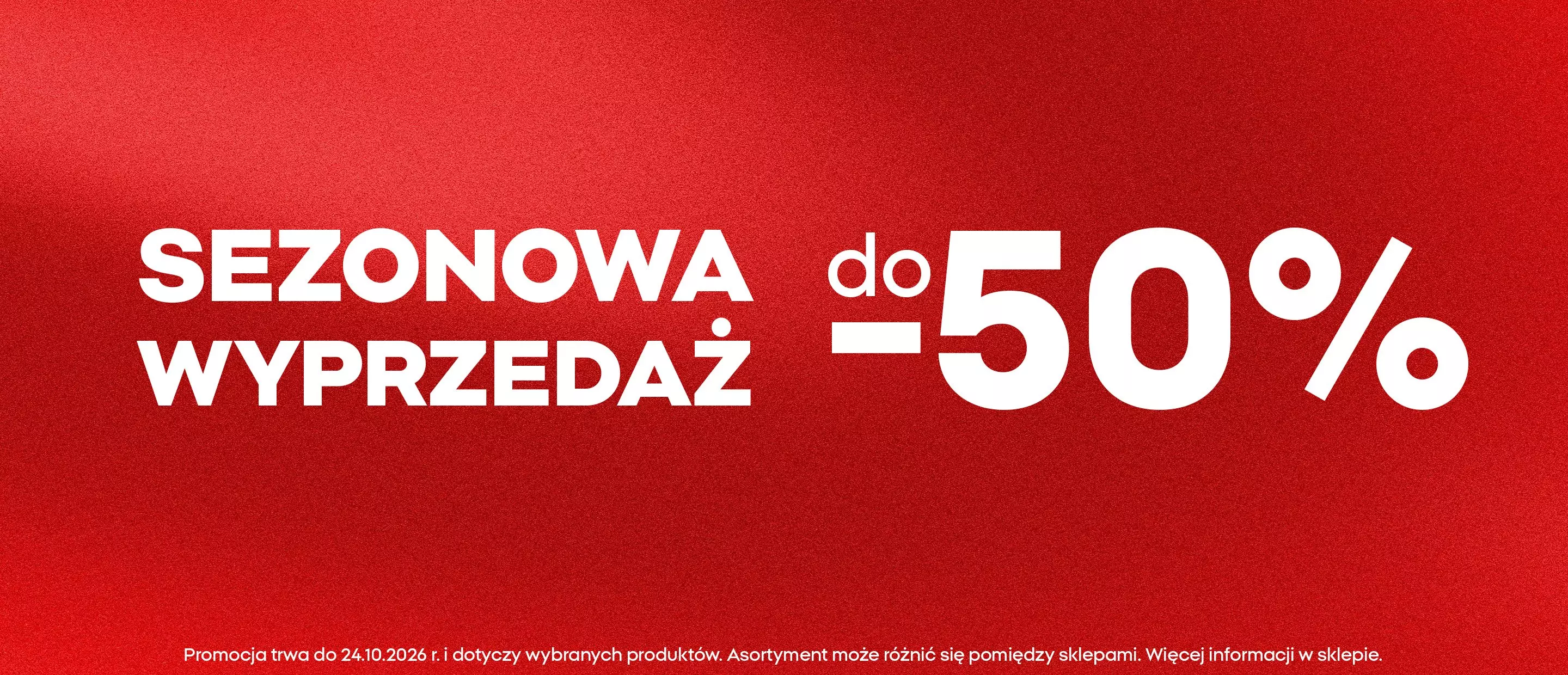 Pepco sezonowa wyprzedaż do -50% na czerwonym tle.