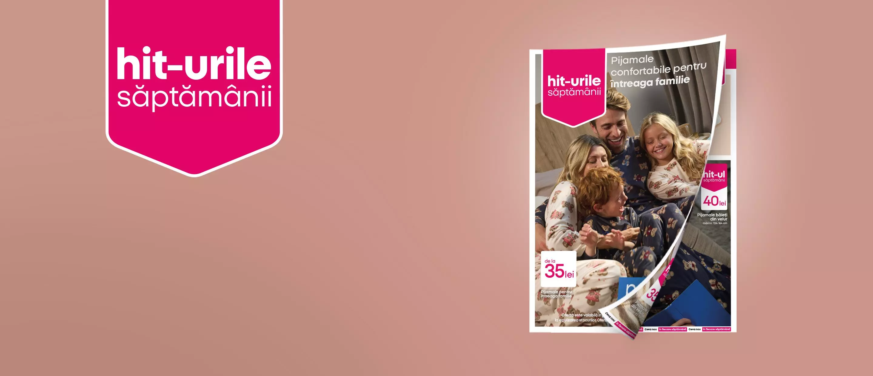 Catalog Pepco cu pijamale confortabile pentru întreaga familie, cu o familie relaxându-se împreună.