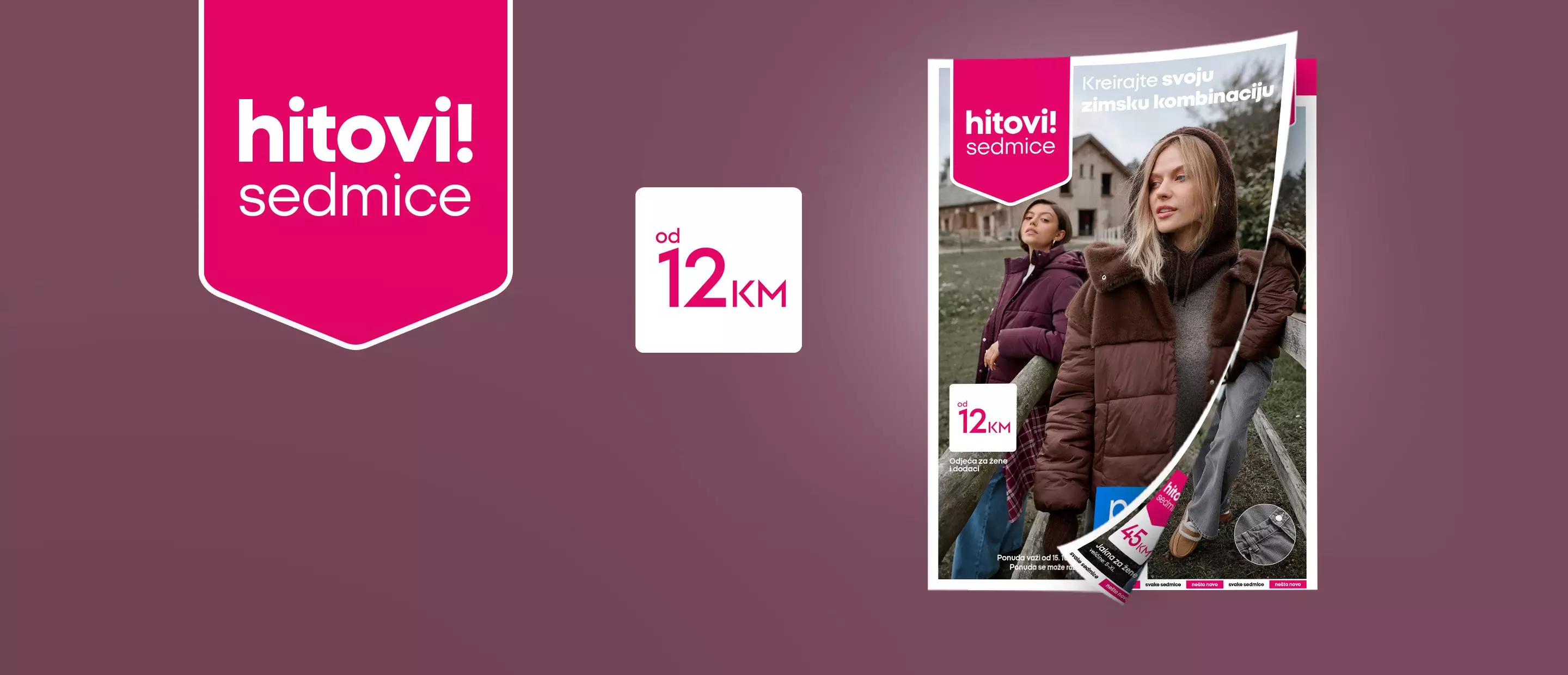 Pepco hitovi sedmice leaflet showing women in winter jackets, with text od 12 KM and Kreirajte svoju zimsku kombinaciju.