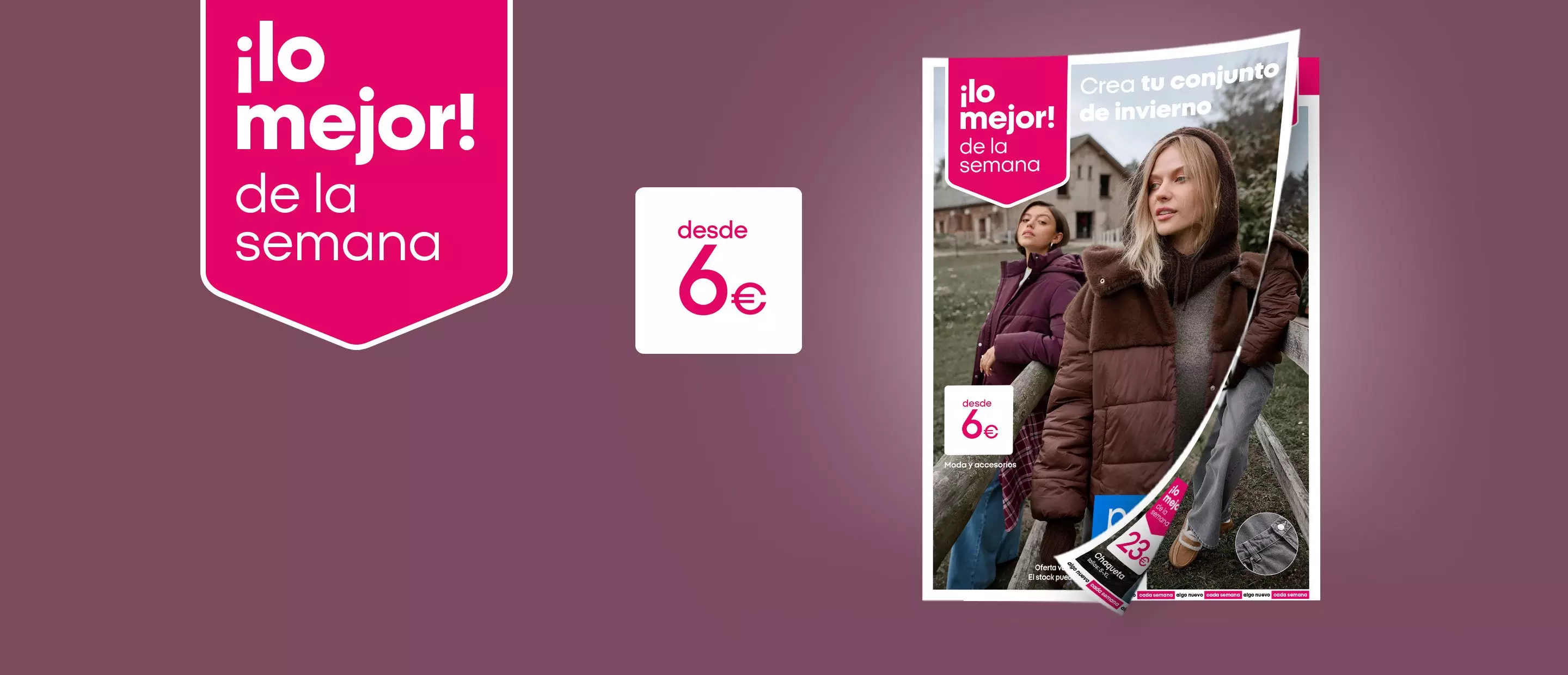 Promoción Pepco de moda de invierno desde 6€, con catálogo mostrando chaquetas acolchadas para mujer.