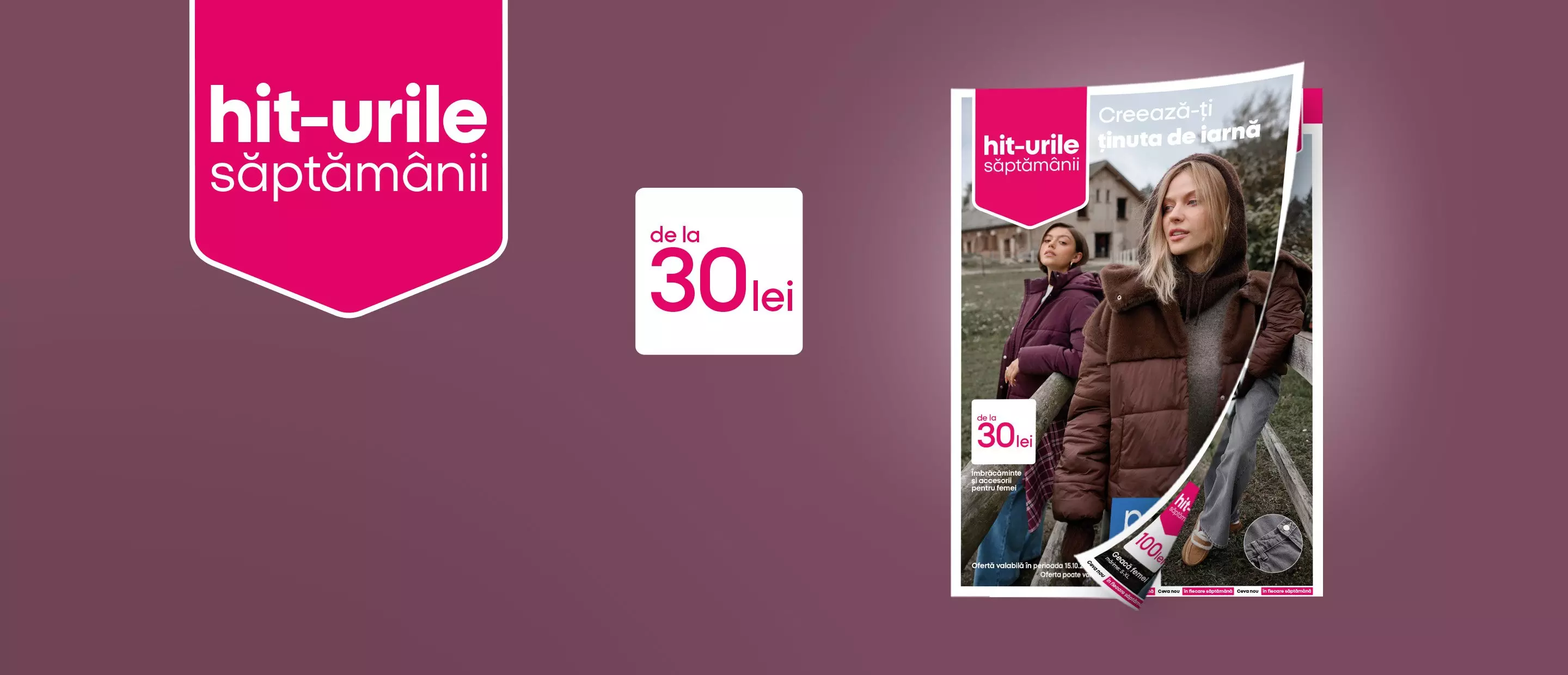 Copertă catalog Pepco hit-urile săptămânii, femei în jachete de iarnă, text de la 30 lei.