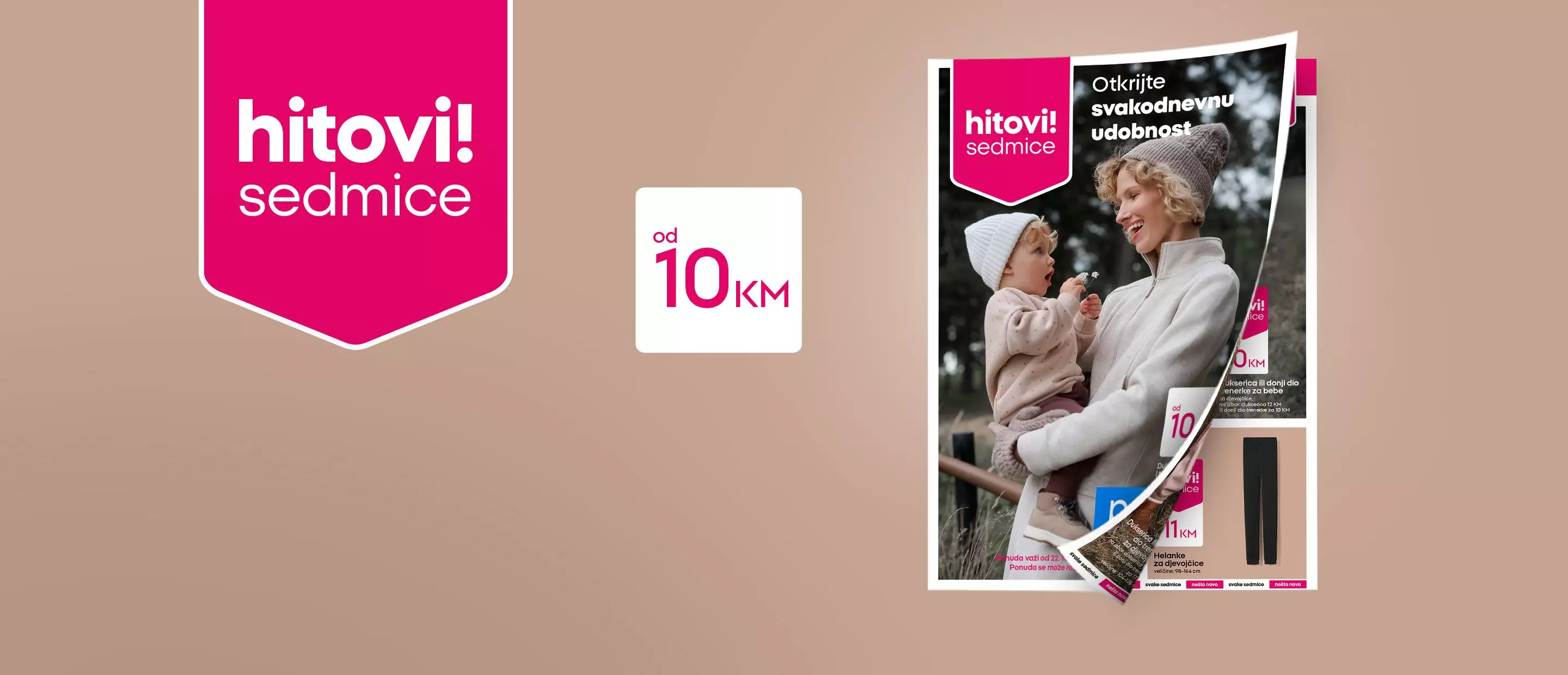 Pepco promotional leaflets featuring winter clothing with prices from 10KM, showing parent and child in knitwear.