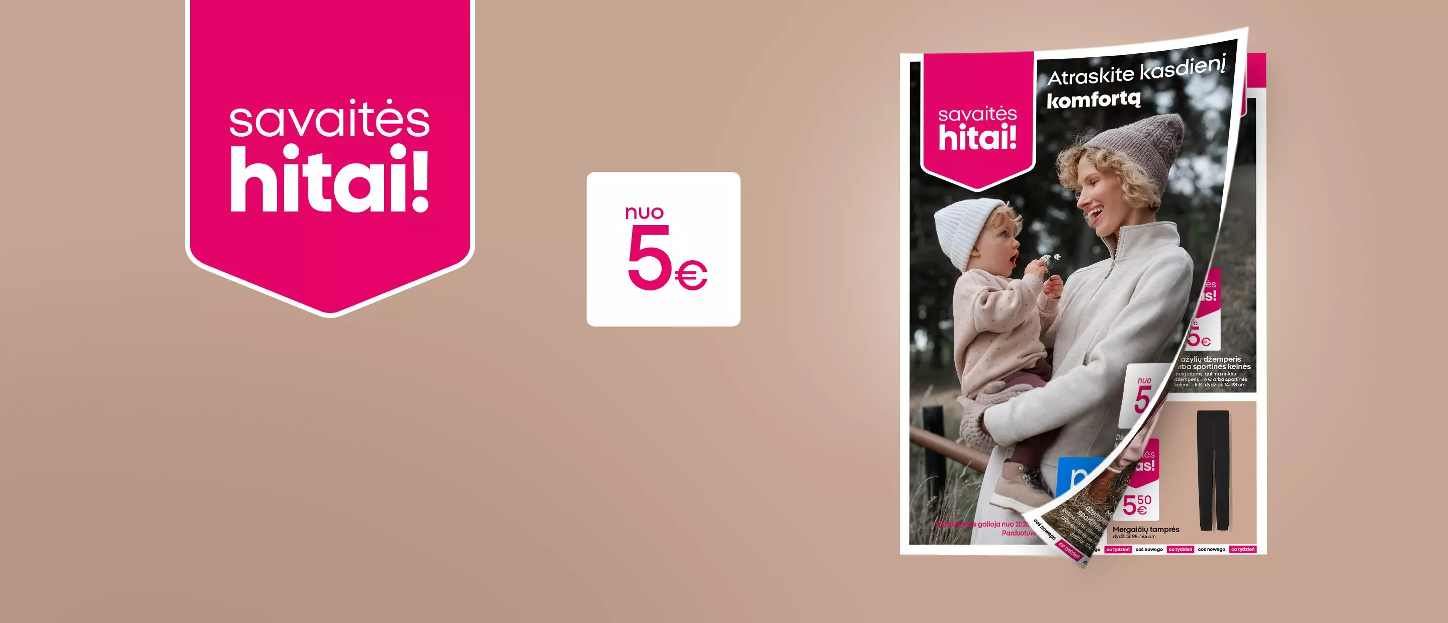 Pepco savaitės hitai nuo 5 eurų - žiemos drabužių katalogas su mama ir vaiku.