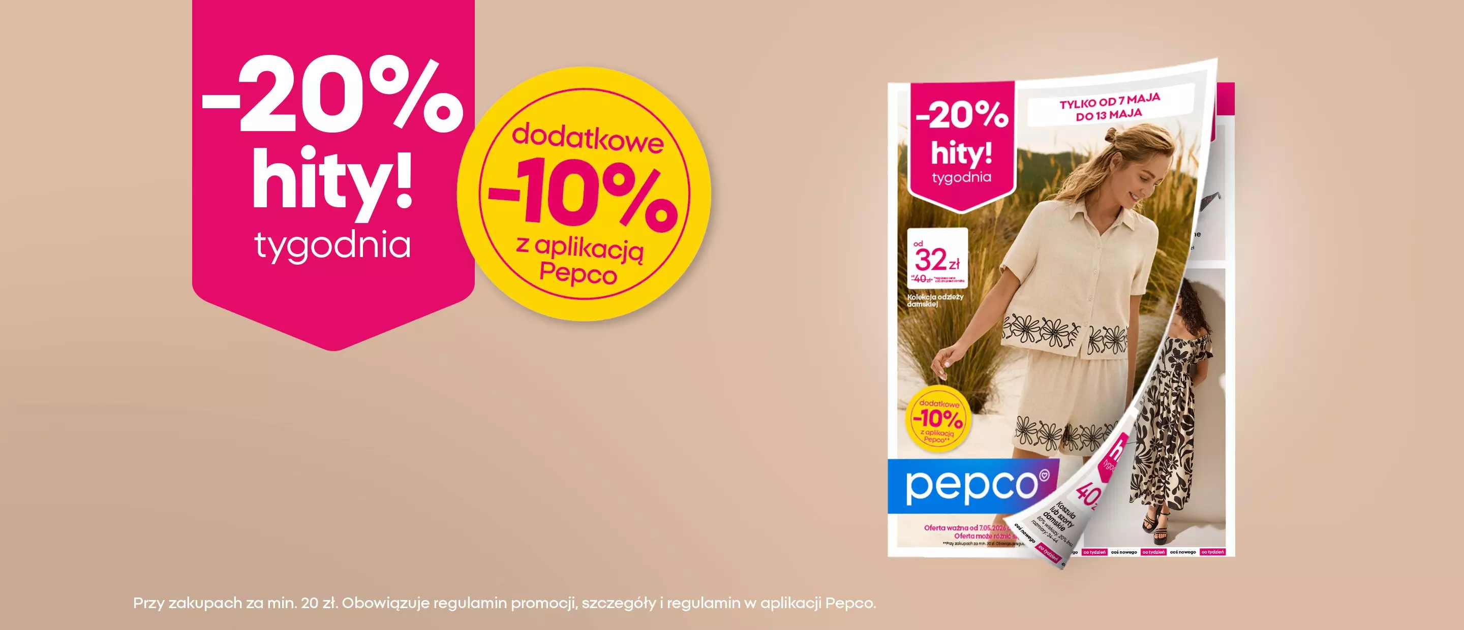 Promocja Pepco: -20% hity tygodnia i dodatkowe -10% z aplikacją, katalog z modelkami w odzieży.