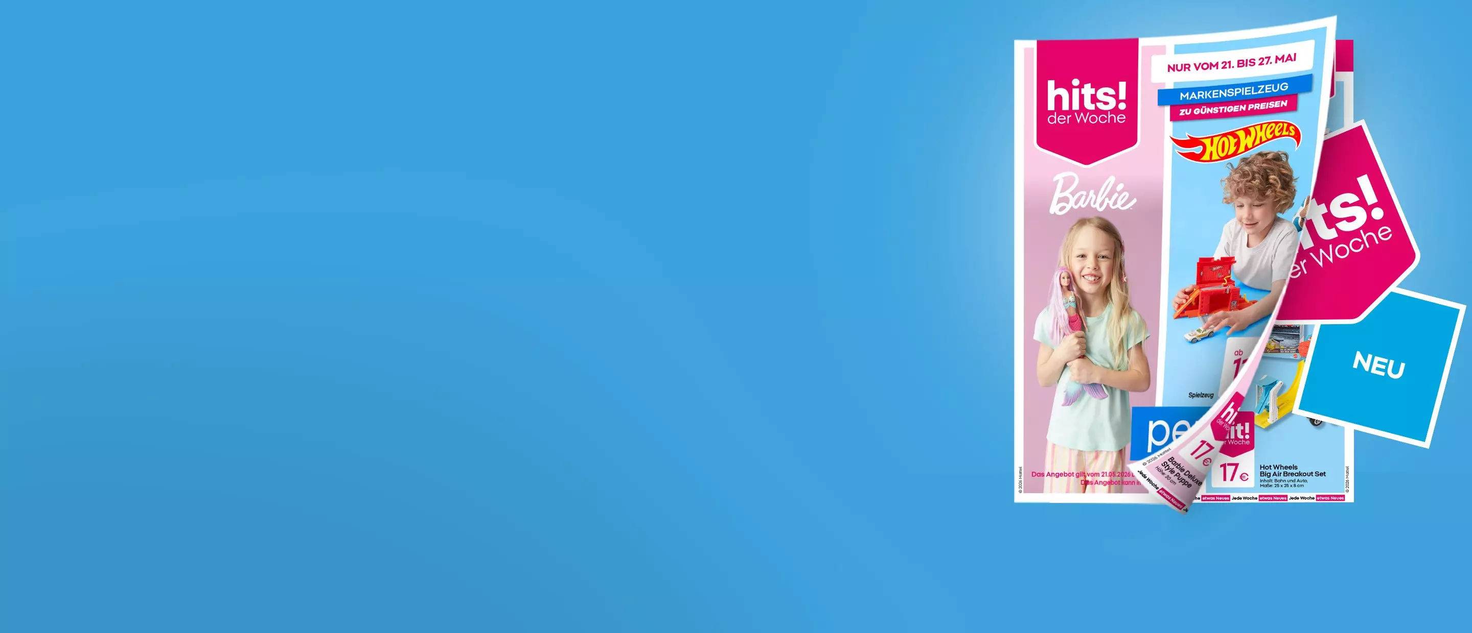 Pepco Werbeprospekt mit Barbie und Hot Wheels Spielzeug, hits der Woche Angebote vom 21. bis 27. Mai.