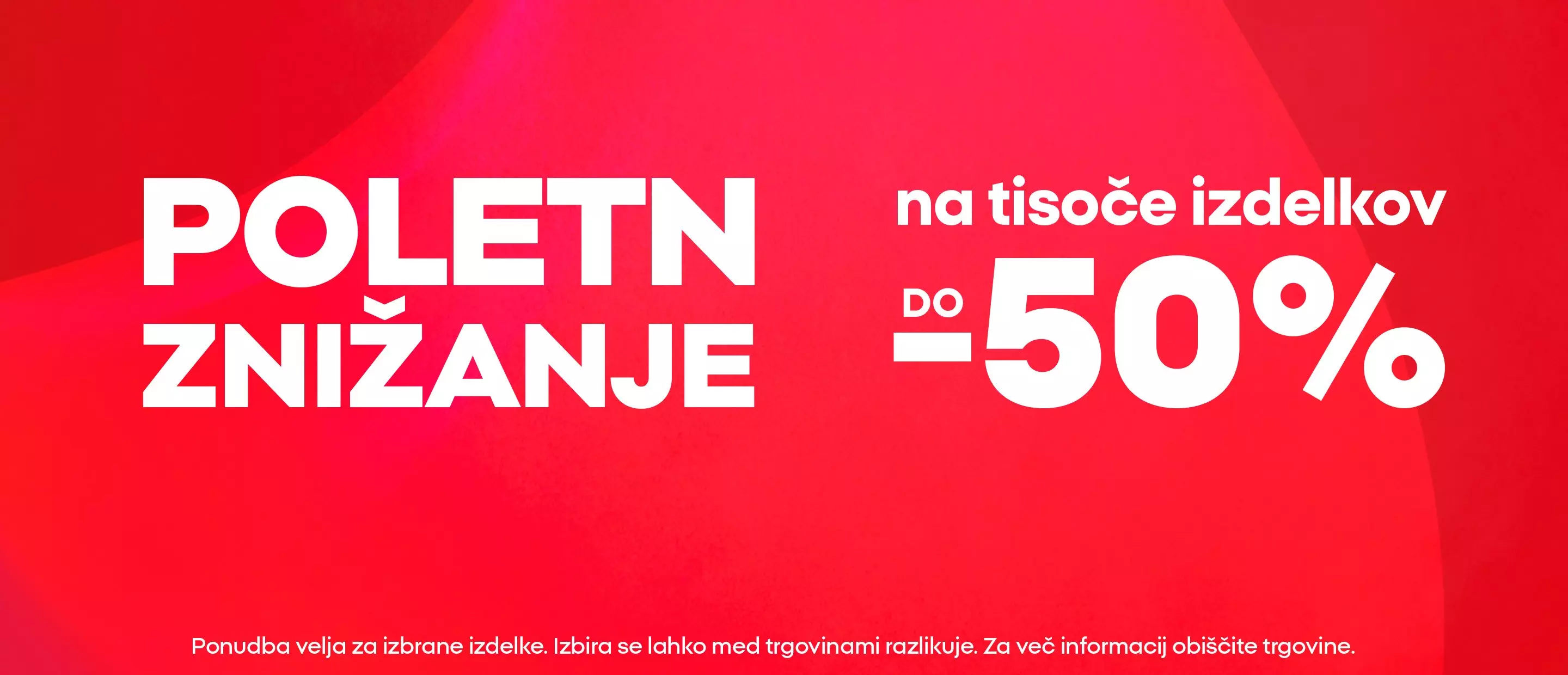 Pepco poletno znižanje do 50% na tisoče izdelkov na rdečem ozadju.