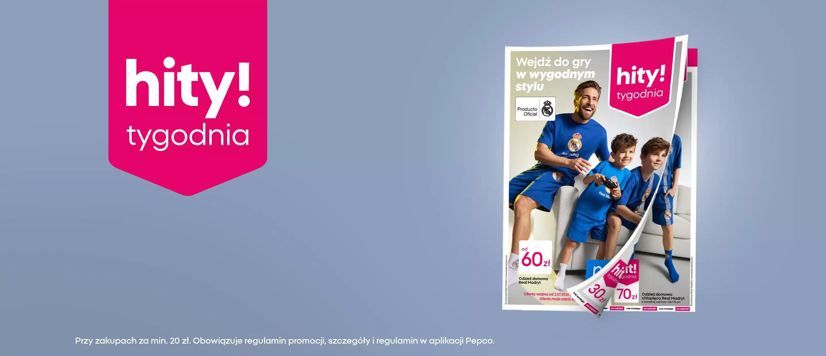 Pepco hity tygodnia: ojciec z synami w niebieskich strojach Real Madryt grają w gry, od 60 zł.