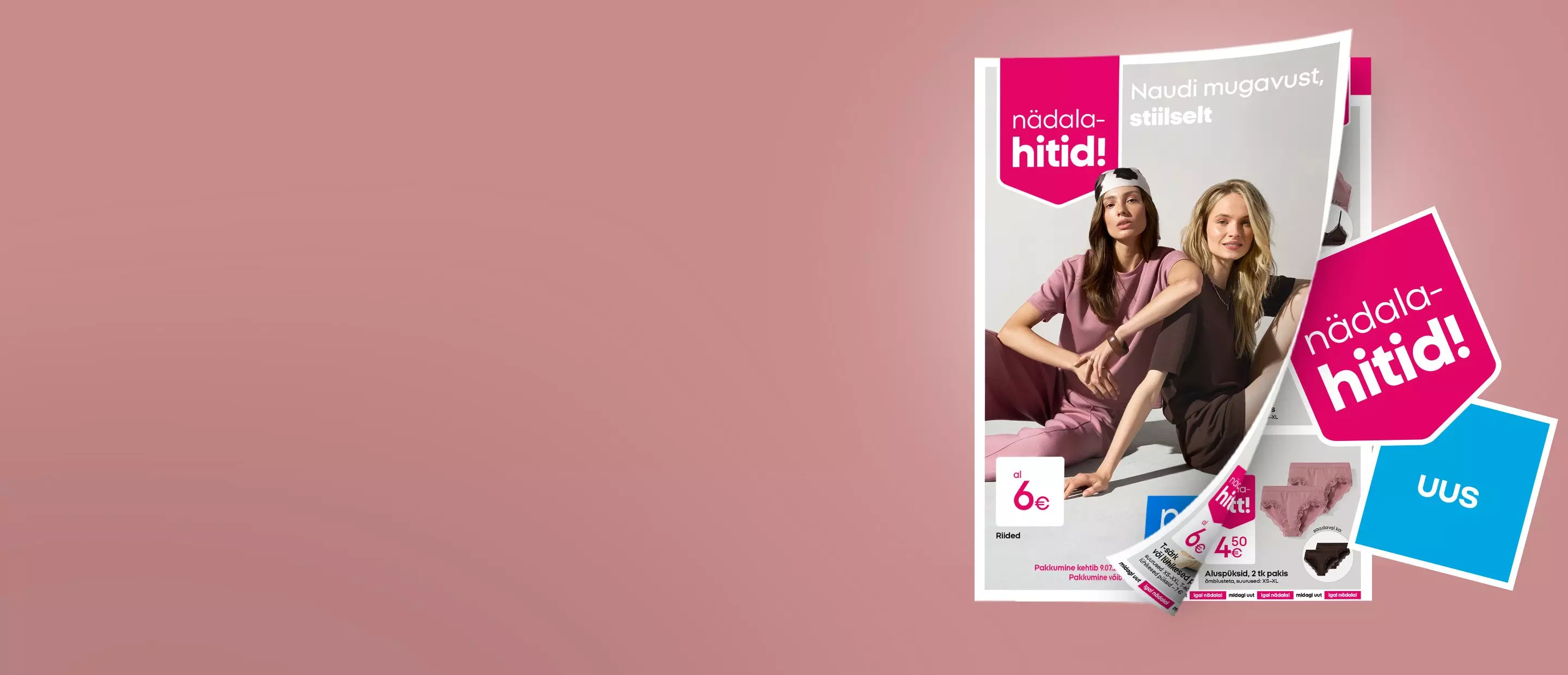 Pepco promotional leaflet showing two women in loungewear with product offers and pricing details.