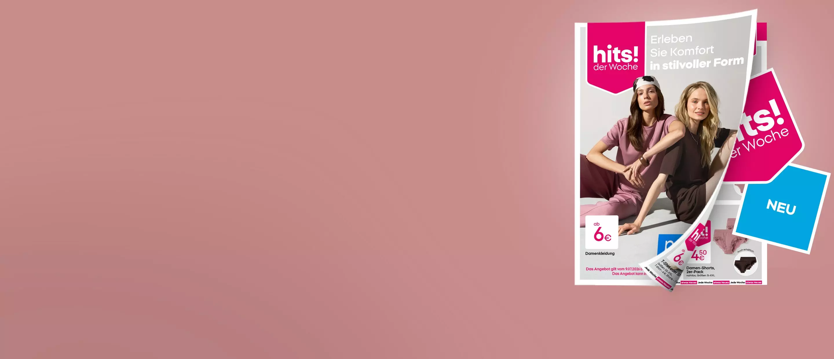 Pepco Werbeprospekt mit zwei Frauen in Freizeitkleidung und hits der Woche Angeboten für Damenmode.