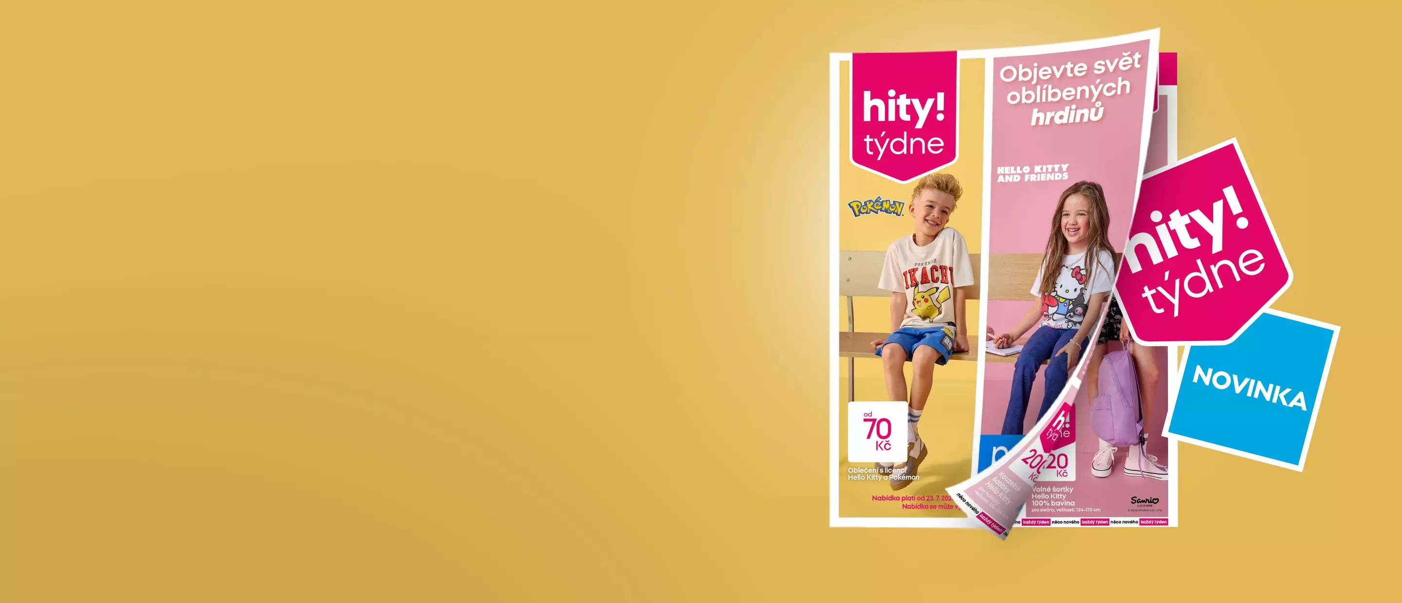 Pepco katalog dětského oblečení s motivy Pokémon a Hello Kitty, týdenní hity a novinky.
