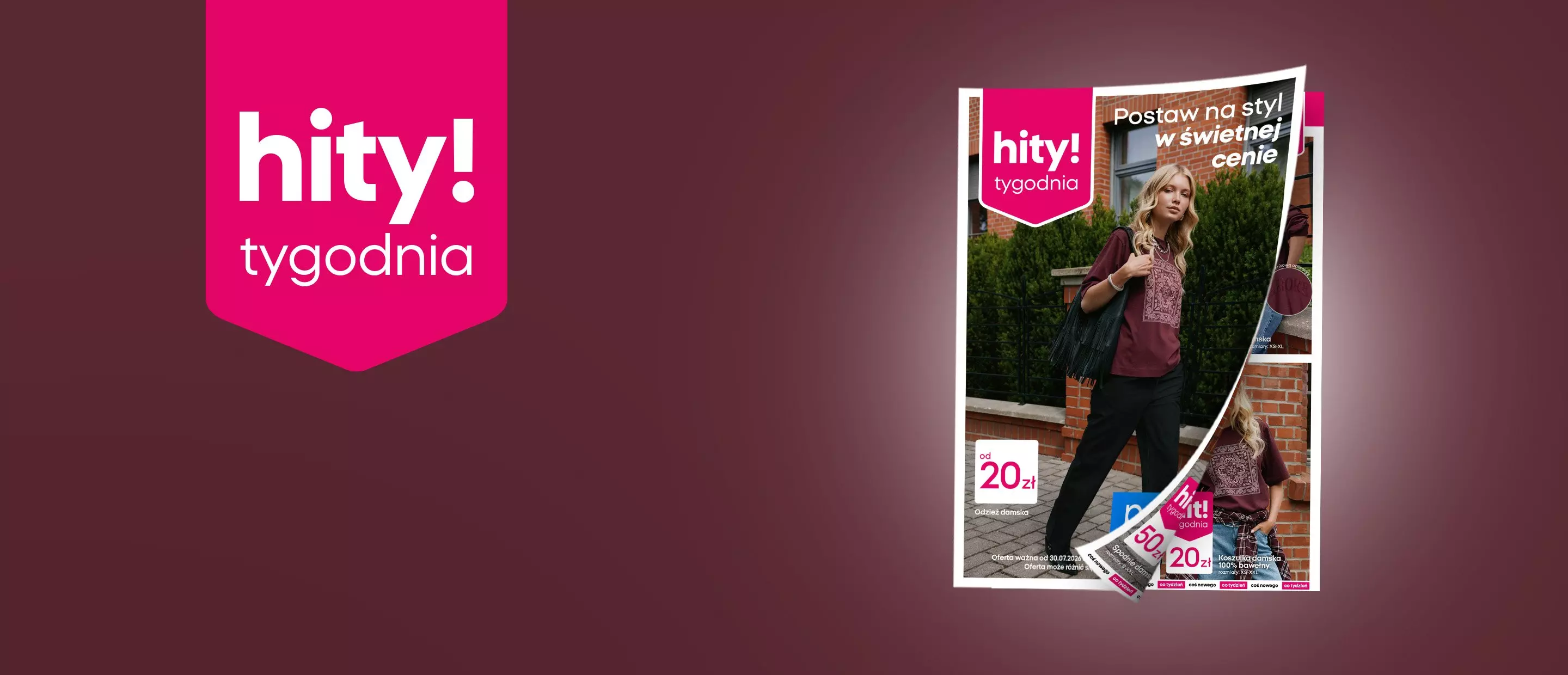 Gazetka promocyjna Pepco z napisem hity tygodnia i ofertą odzieży damskiej od 20 zł.